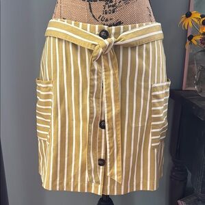 Altar'd State Striped Yellow Button-Down Skirt. Size medium.